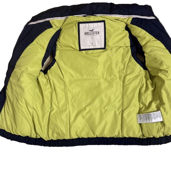 Hollister Down Vest Quilted Womens Two Way Zip Front Navy Blue S - Picture 5 of 9